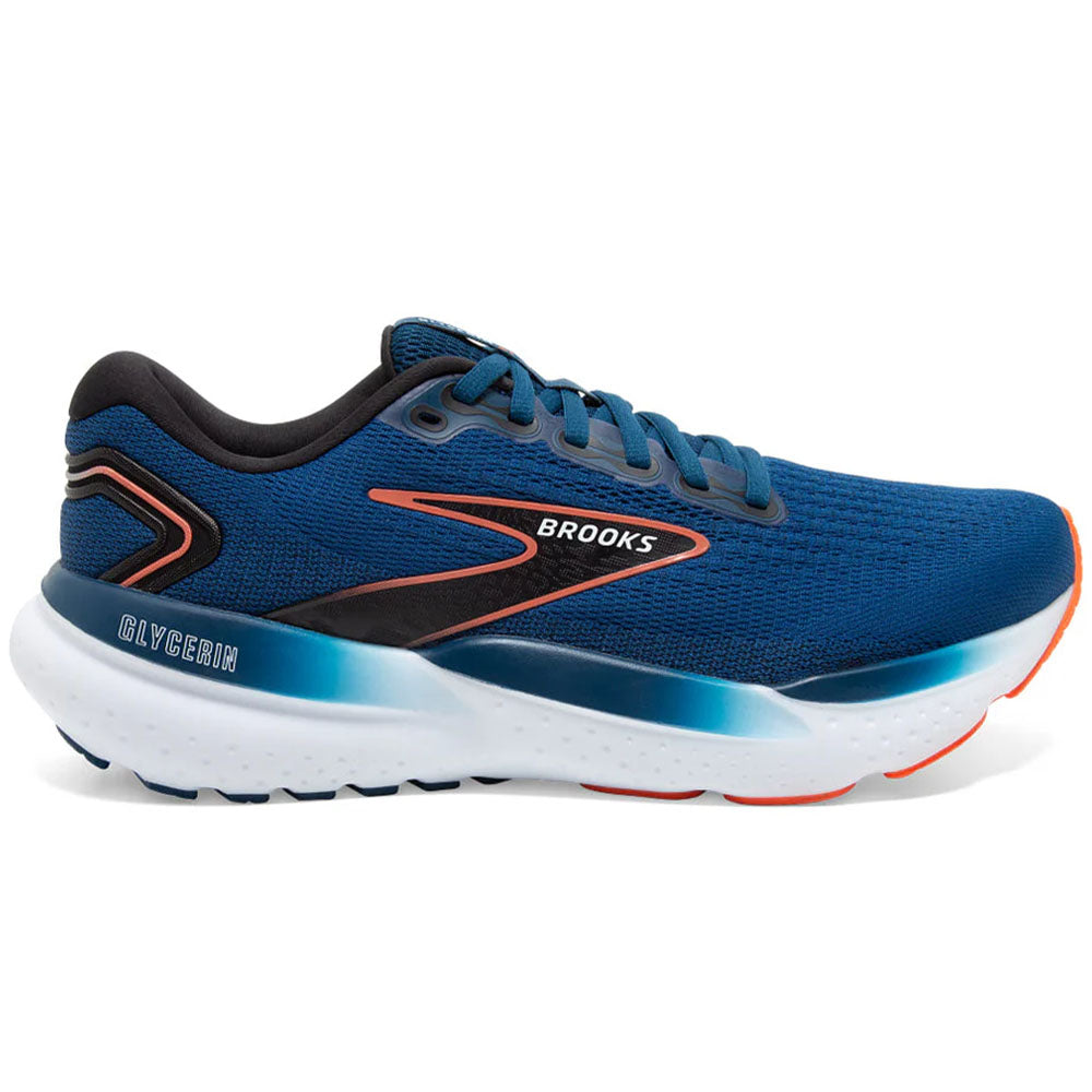 Men's Brooks Glycerin 21, Blue Opal/Black/Nasturtium, 12.5 D Medium
