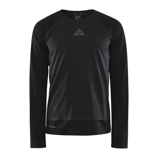 Craft-Men's Craft ADV Trail Wool Wind LS Tee-Black/Platinum-Pacers Running