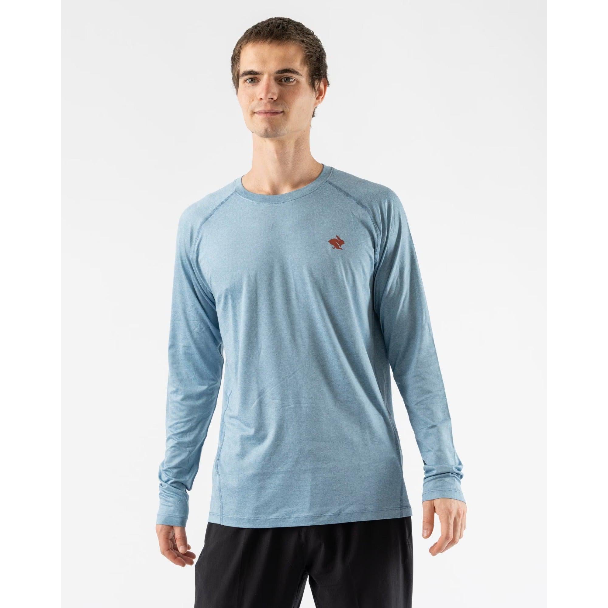 Rabbit-Men's Rabbit EZ Tee Long Sleeve-Blue Mountain Spring-Pacers Running