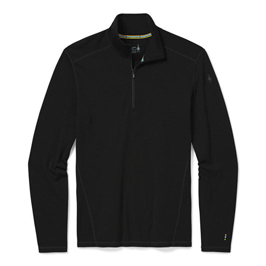 Smartwool-Men's Smartwool Classic Thermal Merino Base Layer 1/4 Zip-Black-Pacers Running