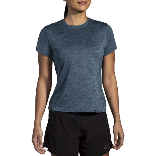 Brooks-Women's Brooks Luxe Short Sleeve-Heather Ocean Drive-Pacers Running