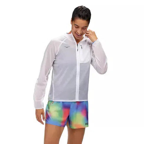 HOKA ONE ONE-Women's HOKA ONE ONE Ultralite Jacket-White/Multi-Pacers Running