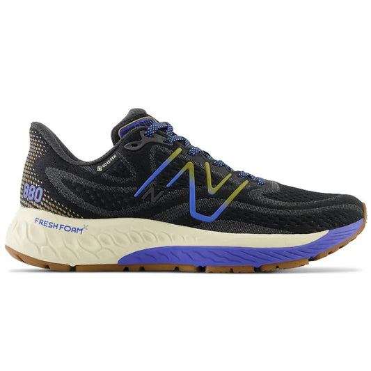 Women's New Balance Fresh Foam X 880v12 GTX, Black/Marine Blue, 7 D Wide
