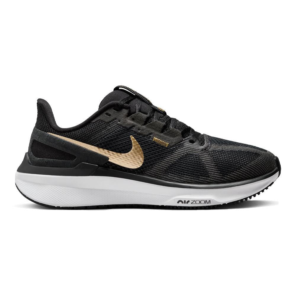 Nike-Women's Nike Structure 25-Black/Metallic Gold-White-Dk Smoke Grey-Pacers Running