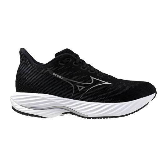 Women's Mizuno Wave Rider 28, Black/Harbor Mist, 10 D Wide