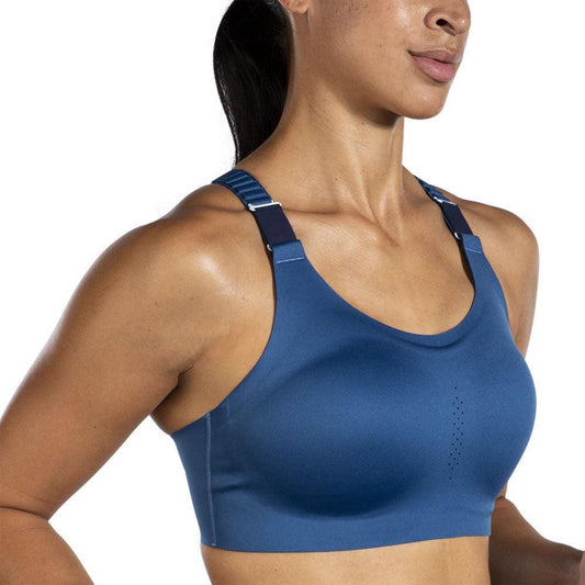 Brooks-Women's Brooks Dare Racerback Run Bra 2.0-Blue Ash/Navy-Pacers Running