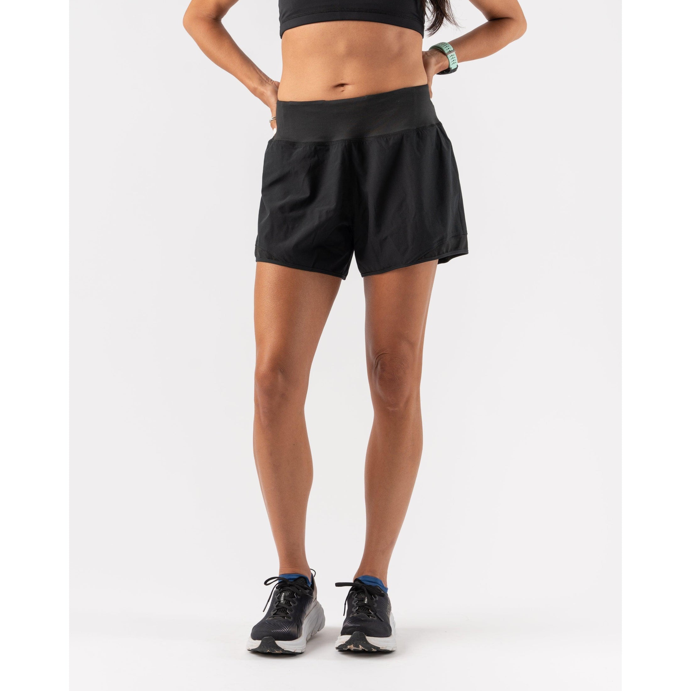 Rabbit-Women's Rabbit Hopper Relax High Rise 4" Short-Black-Pacers Running