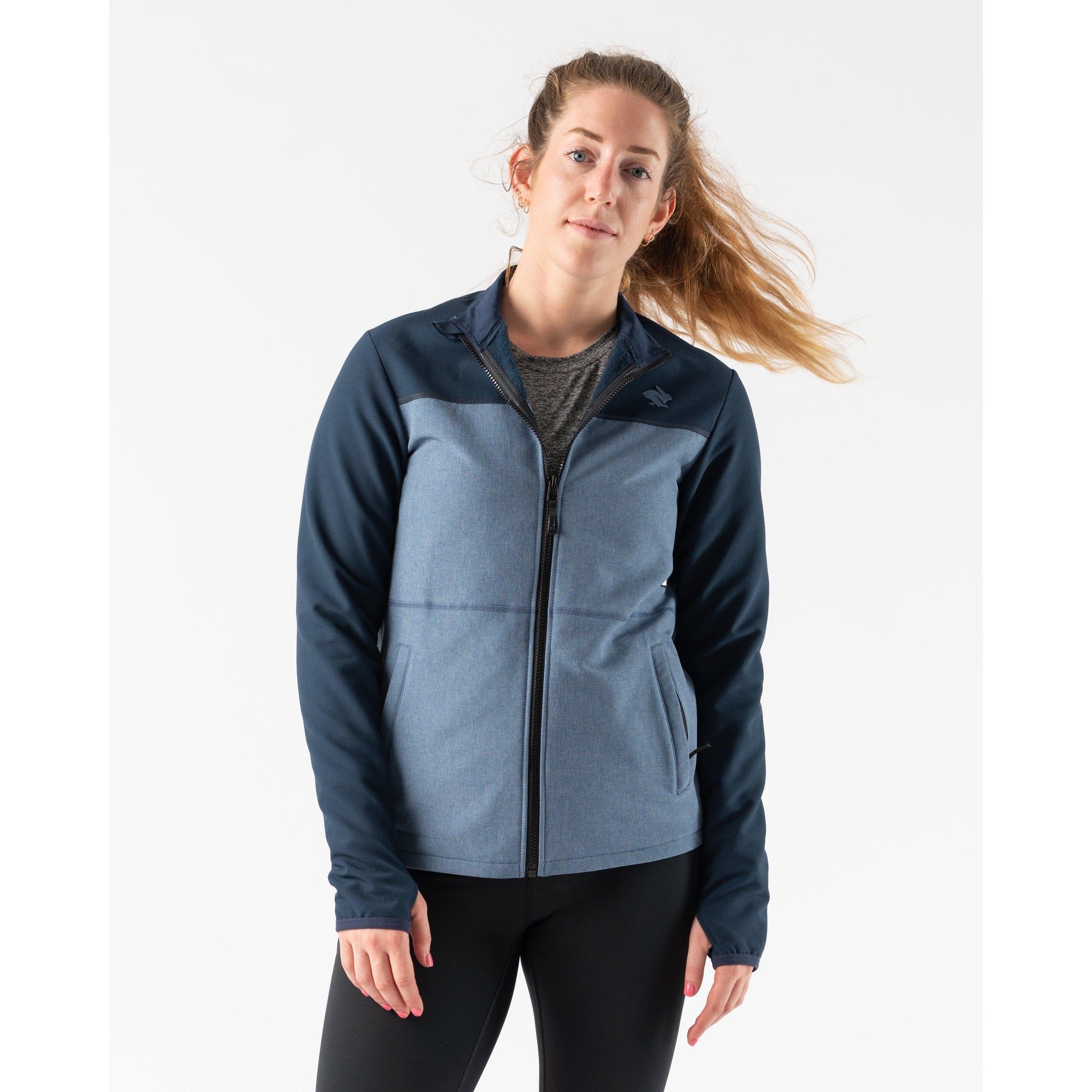 Rabbit-Women's Rabbit Zip & Zoom Jacket 2.0-Dress Blues Heather-Pacers Running