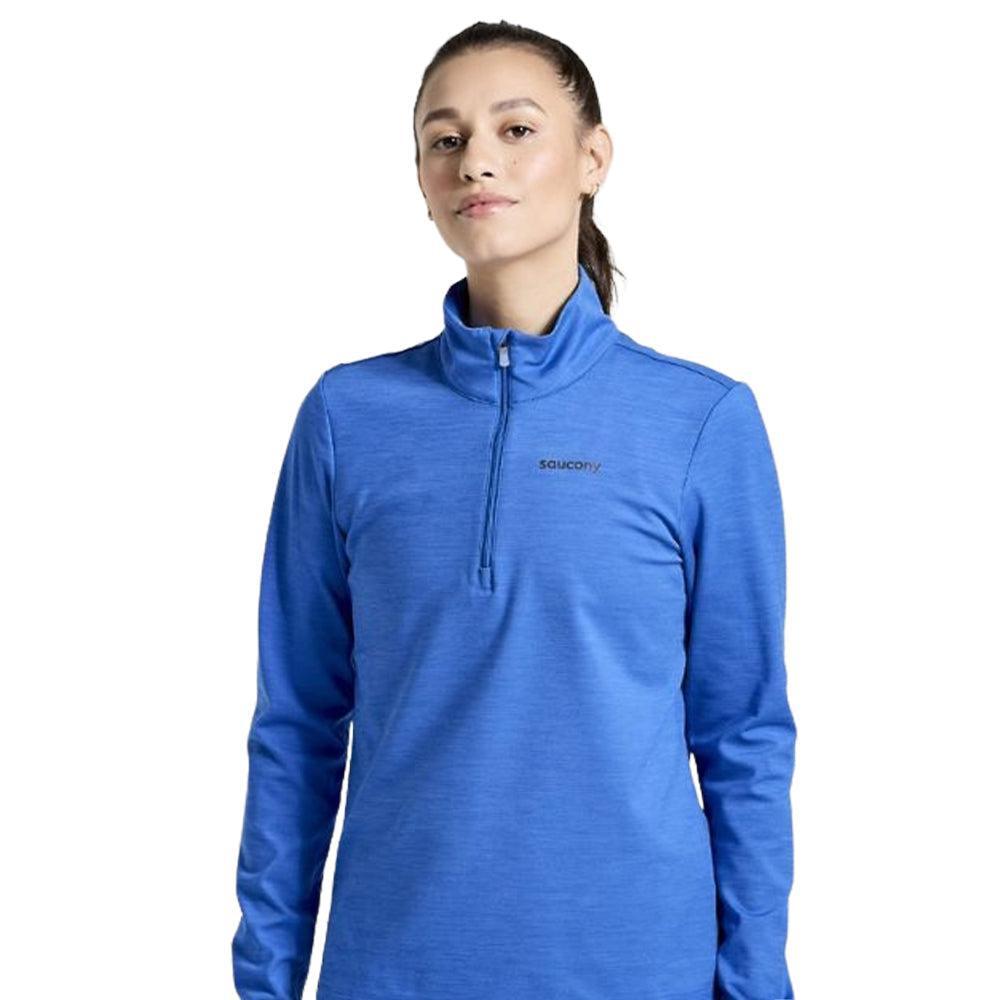 Saucony-Women's Saucony Solstice 1/4 Zip-Pool Heather-Pacers Running