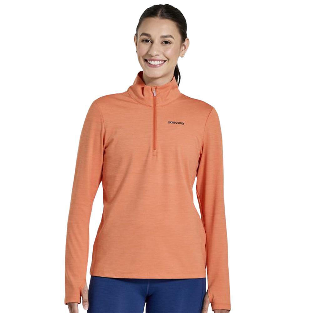 Saucony-Women's Saucony Solstice 1/4 Zip-Ember Heather-Pacers Running